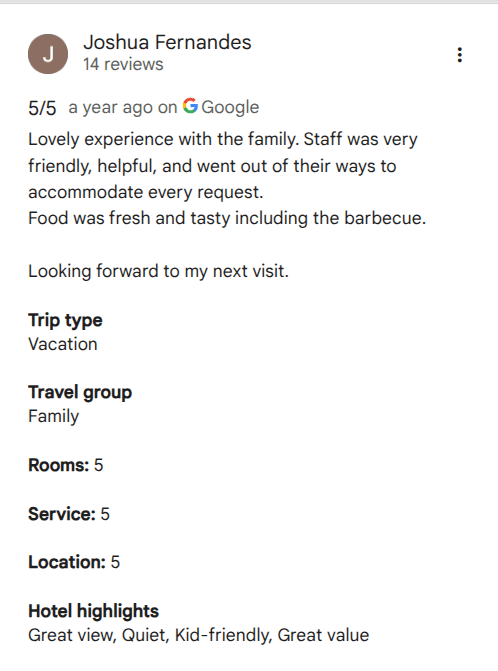 Guest review 4 of The Dandelion – Colonels' Jungle Resort